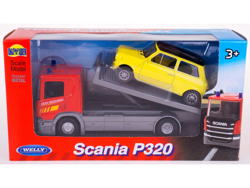 Welly odtahovka Scania P320 + Mini Cooper 1:43 